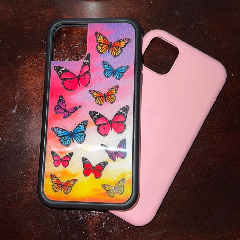 Two Trendy IPhone 11 Cases - Wildflower Butterflies Pink